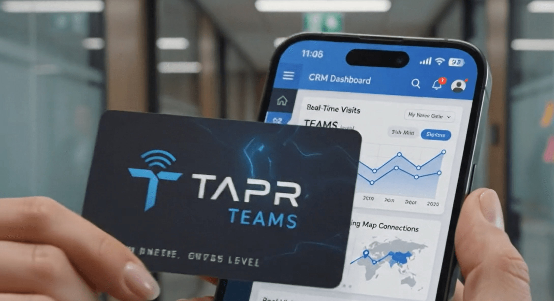 A TAPR Teams card shown in front of a dashboard on a phone